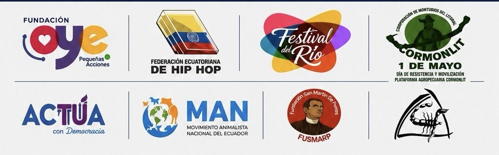 Organizaciones convocantes: Fundación OYE, Federación Ecuatoriana de Hip Hop, Festival del Río, CORMONLIT, Actúa con Democracia, MAN, FUSMARP